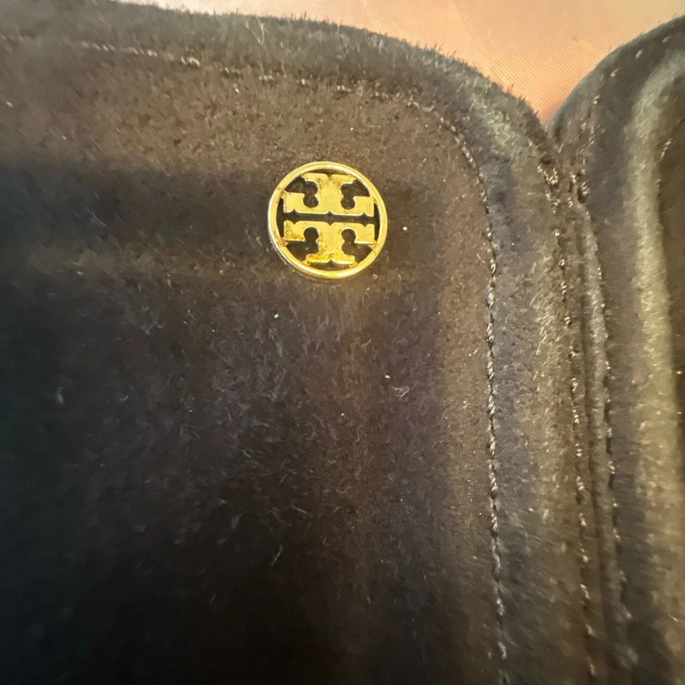 Tory Burch Irene Black Suede Leather Riding Boots Size 5 MSRP $495